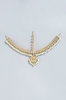 Gold Finish Kundan Polki Mathapatti