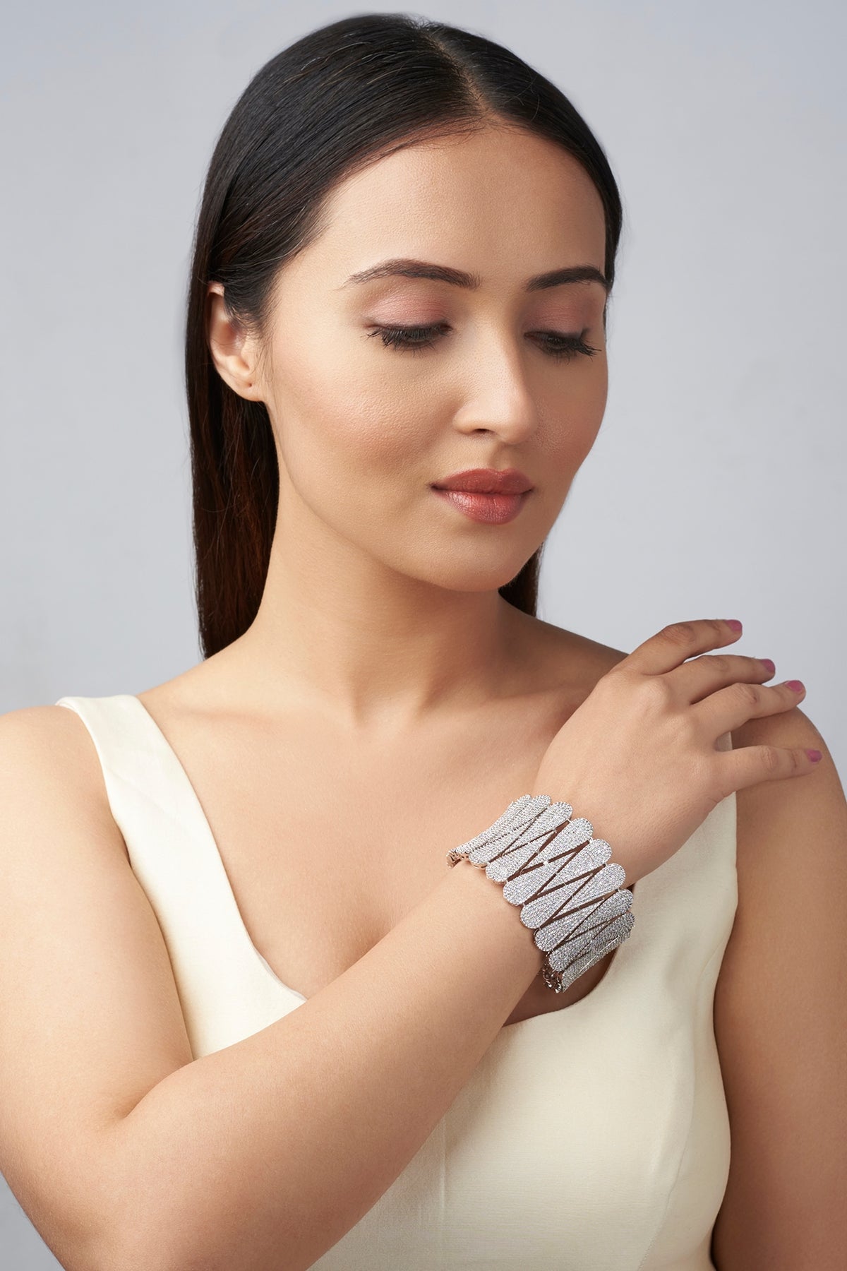 White Finish Zircons Bracelet