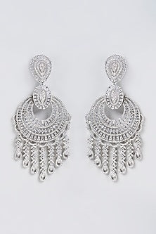 White Finish Zircon Diamonds Earrings