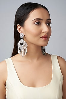 White Finish Zircon Diamonds Earrings