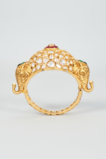 Gold Finish Kundan Polki Bangle