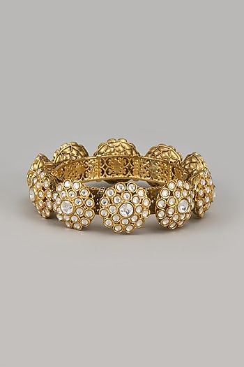 Gold Finish Kundan Polki Bangle