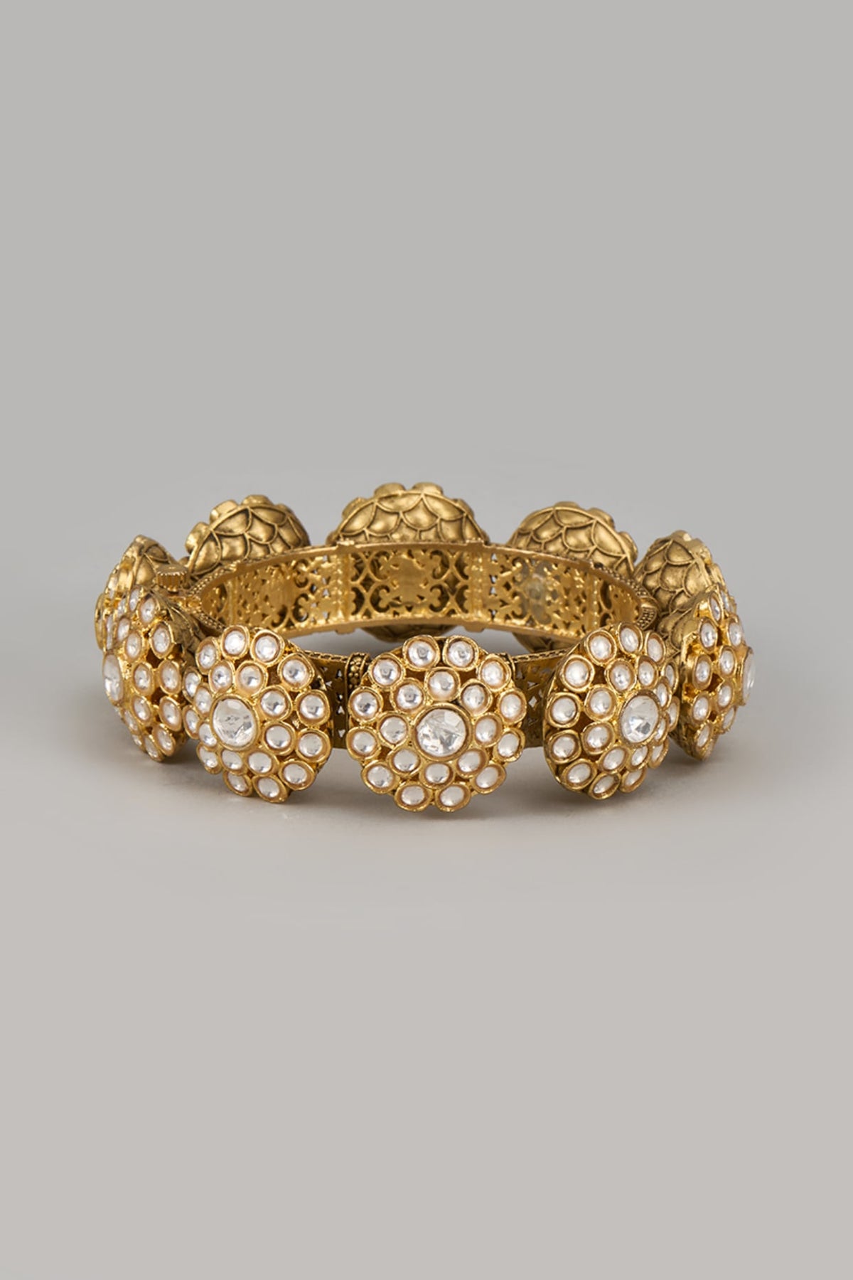 Gold Finish Kundan Polki Bangle