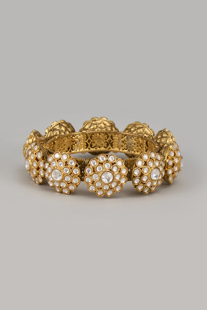 Gold Finish Kundan Polki Bangle