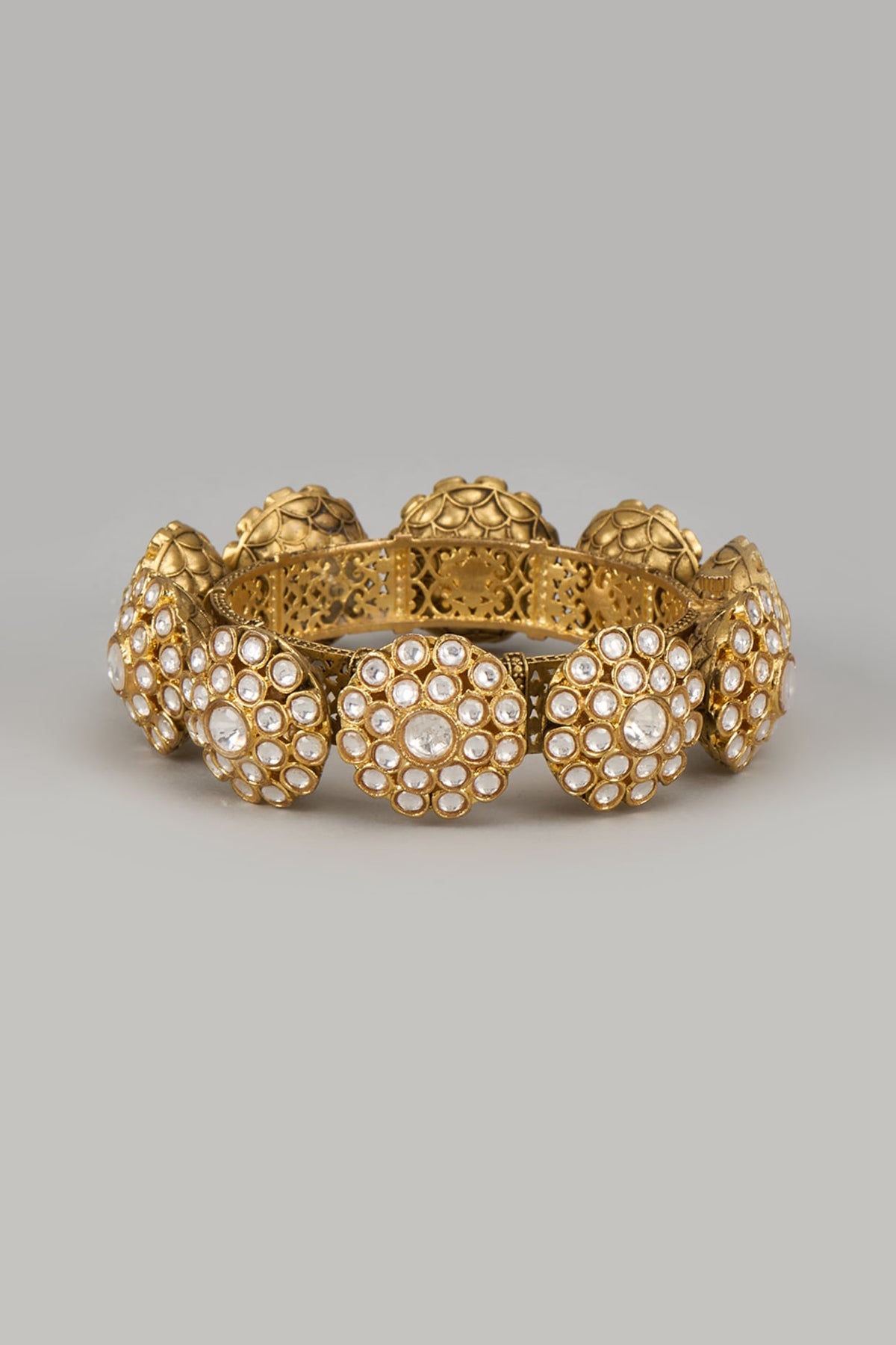 Gold Finish Kundan Polki Bangle