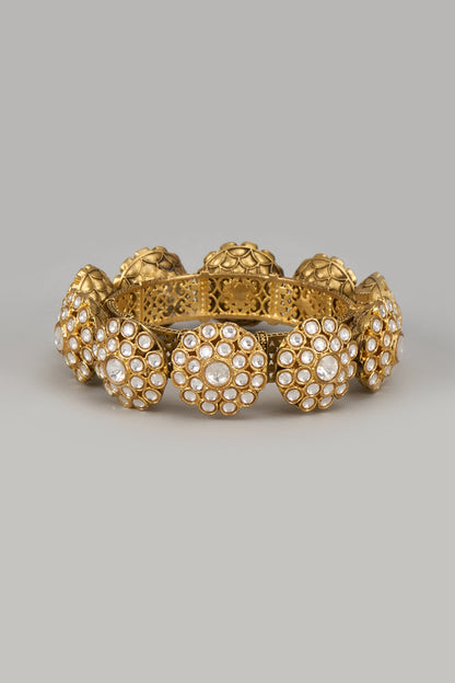 Gold Finish Kundan Polki Bangle