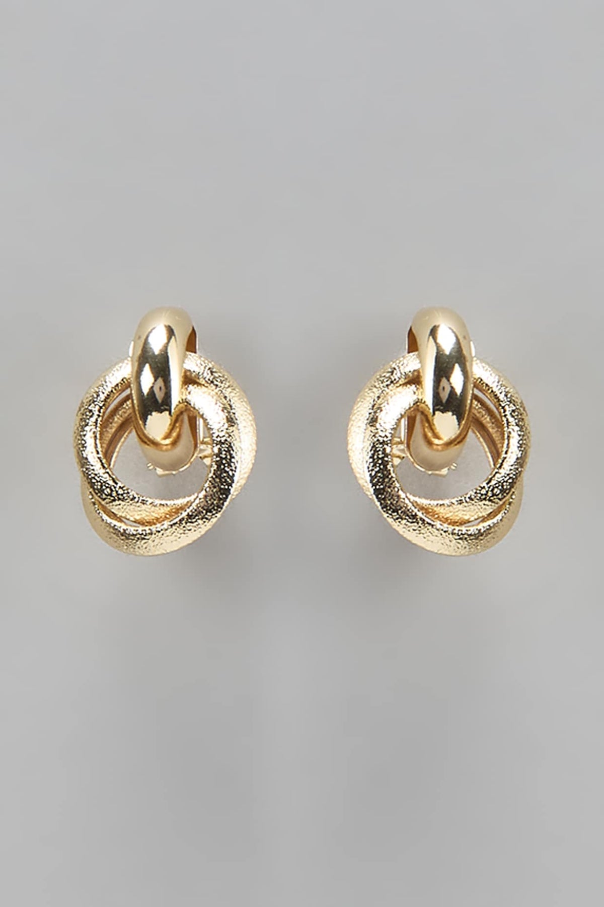 Gold Finish Interloop Stud Earrings