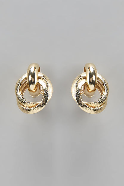 Gold Finish Interloop Stud Earrings