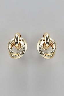 Gold Finish Interloop Stud Earrings