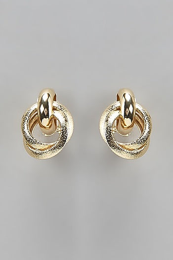 Gold Finish Interloop Stud Earrings