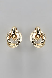 Gold Finish Interloop Stud Earrings
