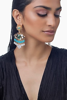 Gold Finish Evil Eye Power Dangler Earrings