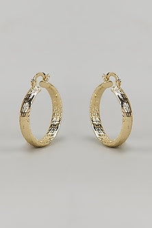 Gold Finish Textured Hoop Earrings