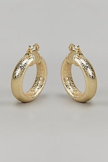 Gold Finish Gilded Textured Hoop Earrings