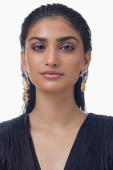 Gold Finish Mismatched Evil Eye Dangler Earrings