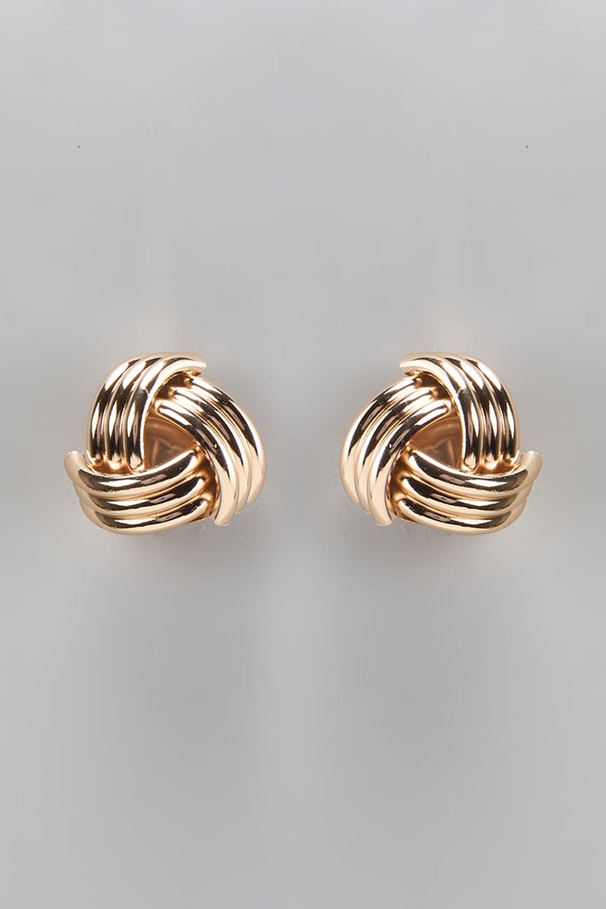 Gold Finish Twisted Knot Stud Earrings
