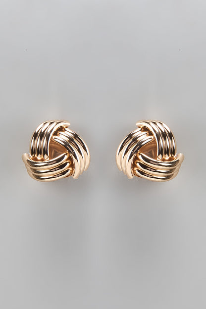 Gold Finish Twisted Knot Stud Earrings