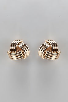 Gold Finish Twisted Knot Stud Earrings