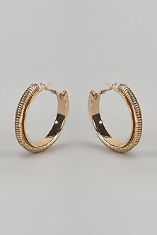 Rose Gold Finish Textured Hoop Earrings