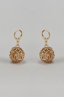 Gold Finish Wired Ball Dangler Earrings
