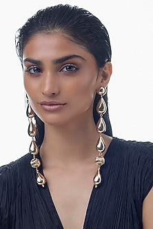 Gold Finish Dangler Earrings