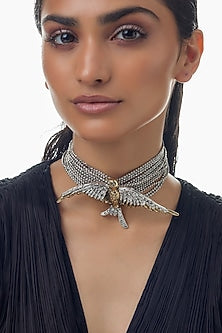 White Finish Zircon & Bird Motif Necklace