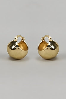 Gold Finish Globe Stud Earrings