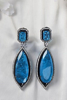 White Finish Enameled Dangler Earrings