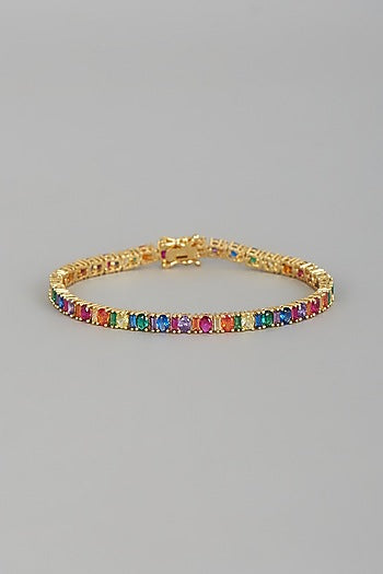 Gold Finish Multi-Colored Sapphire Bracelet