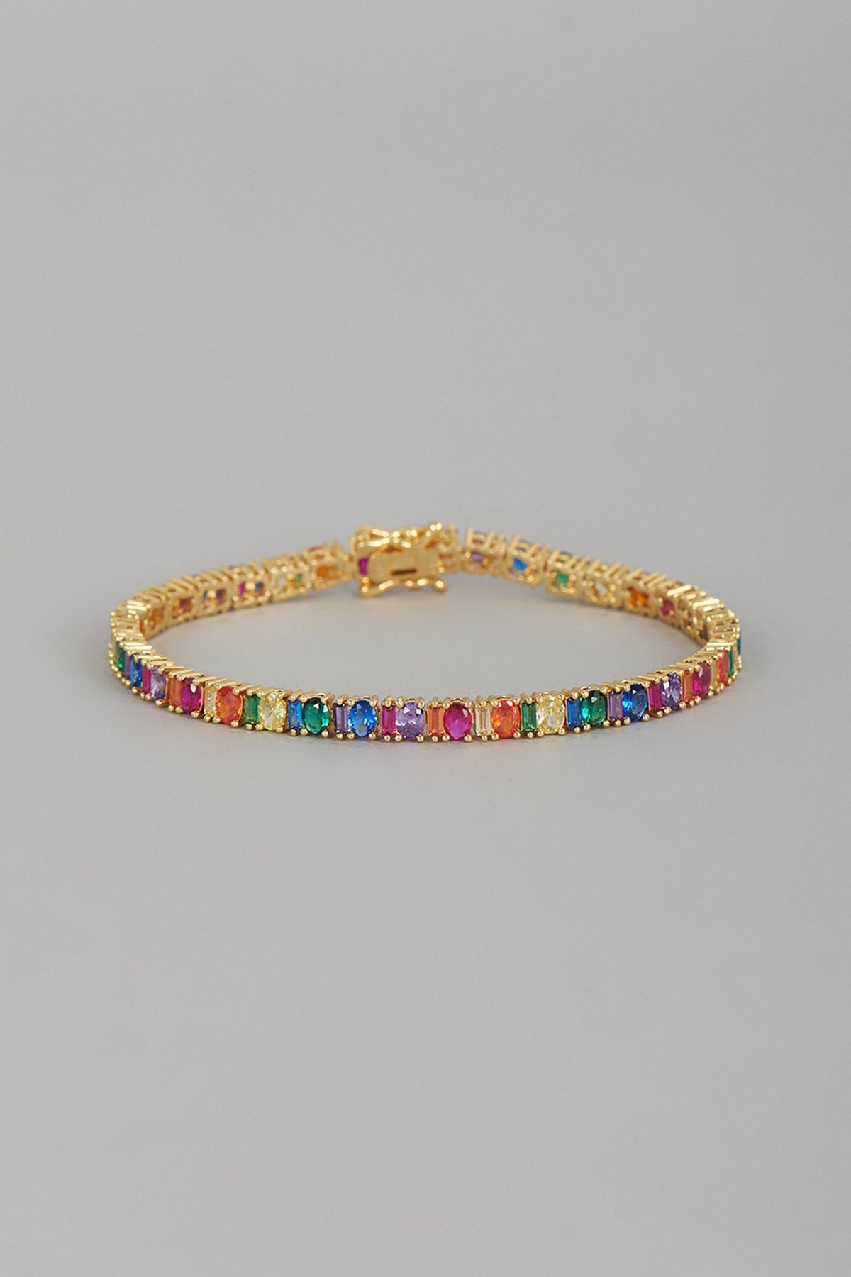 Gold Finish Multi-Colored Sapphire Bracelet