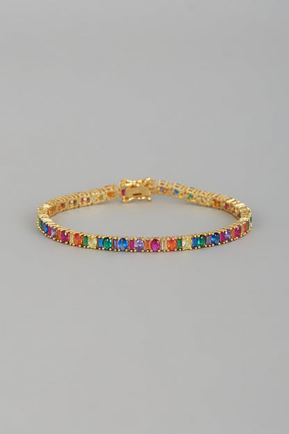 Gold Finish Multi-Colored Sapphire Bracelet