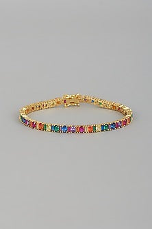 Gold Finish Multi-Colored Sapphire Bracelet