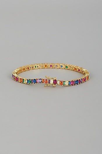 Gold Finish Multi-Colored Sapphire Bracelet