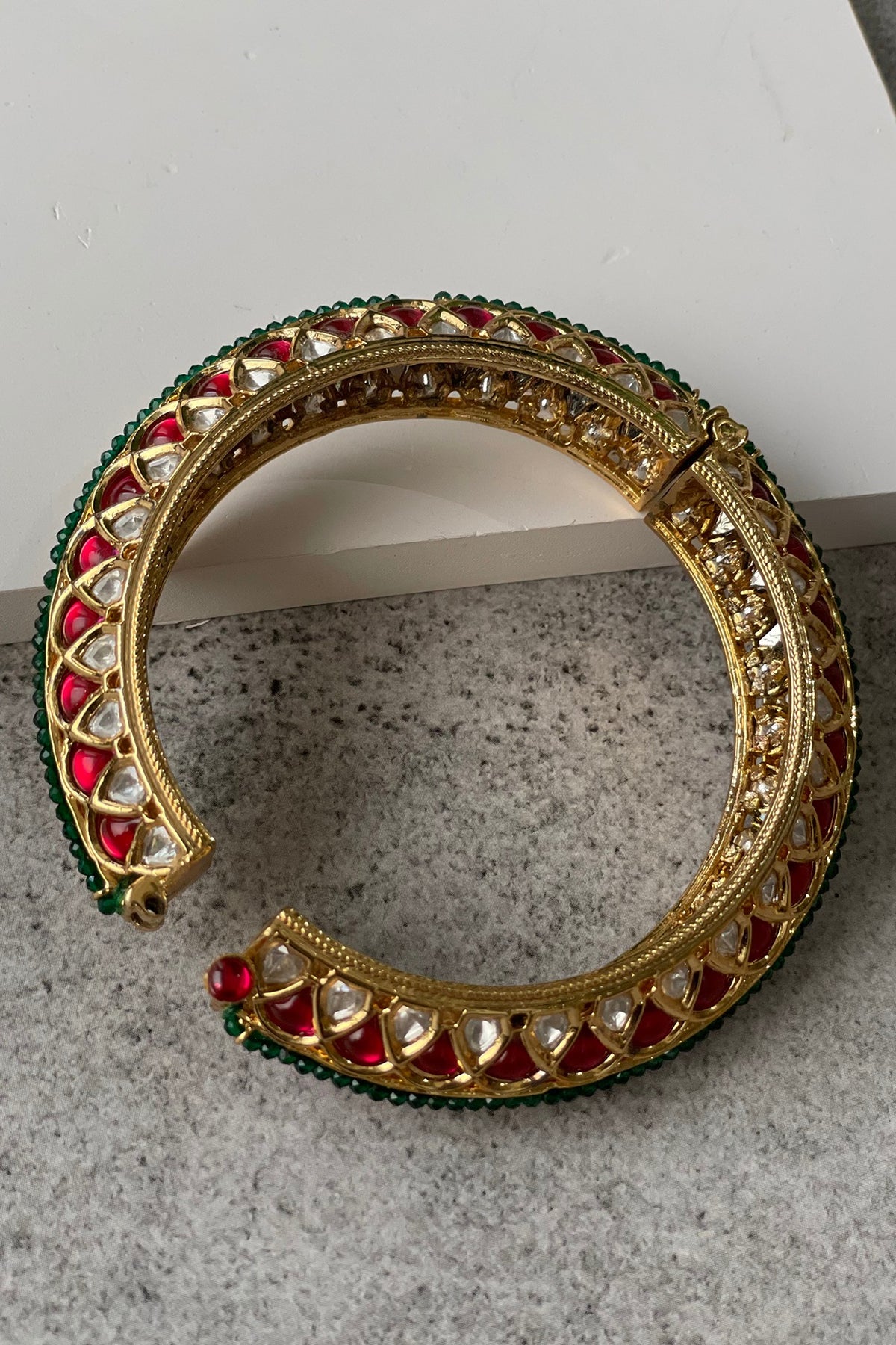 Gold Finish Kundan Polki Bangle
