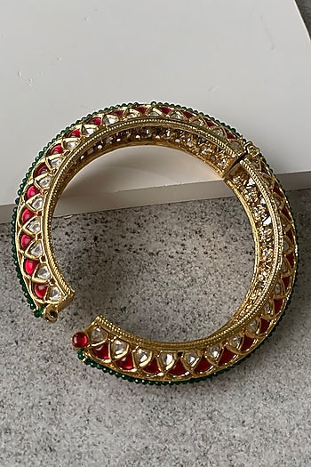 Gold Finish Kundan Polki Bangle