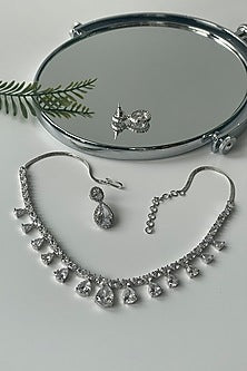 White Finish Zircon Necklace Set