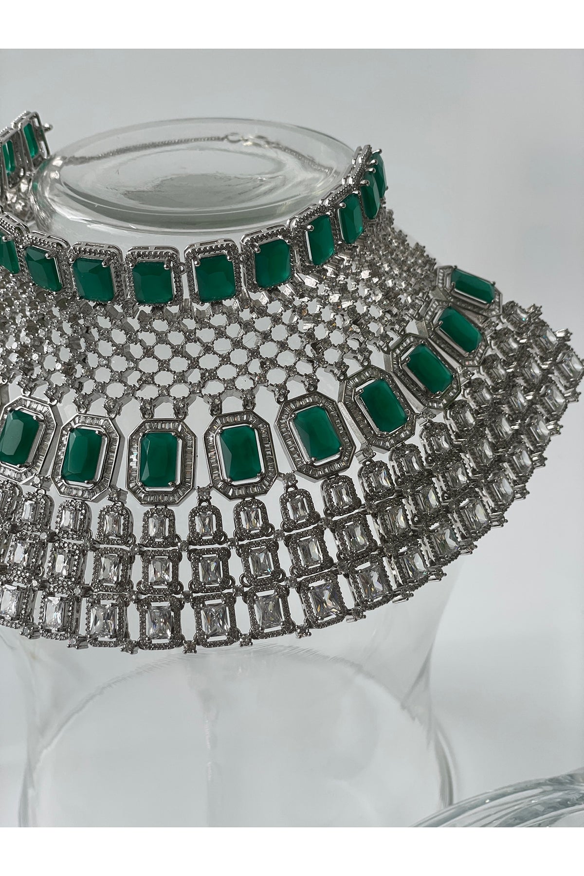 White Finish Zircon Choker Necklace Set