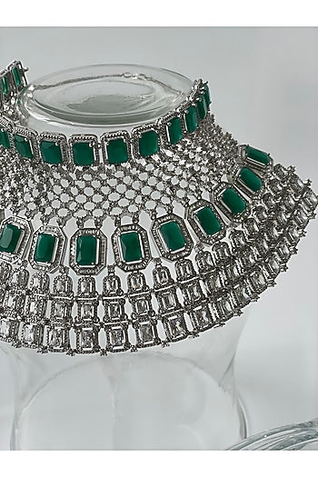 White Finish Zircon Choker Necklace Set