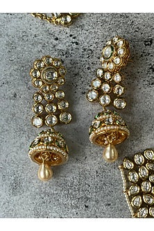 Gold Finish Kundan Polki Long Necklace Set