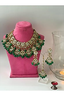 Gold Finish Kundan Polki Choker Necklace Set
