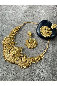 Gold Finish Temple Choker Necklace Set