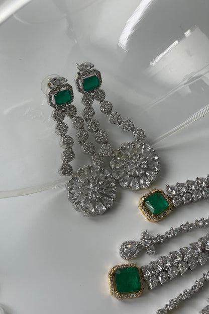 White Finish Zircon & Stone Choker Necklace Set