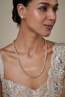 Gold Finish Zircon Long Necklace Set