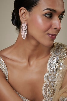 Rose Gold Finish Zircon Dangler Earrings