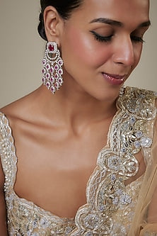 White Finish Zircon Dangler Earrings