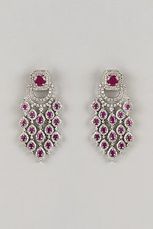 White Finish Zircon Dangler Earrings
