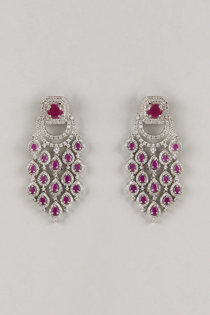 White Finish Zircon Dangler Earrings