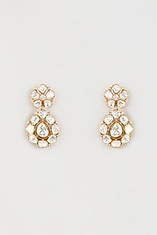 Gold Finish Kundan Polki Dangler Earrings