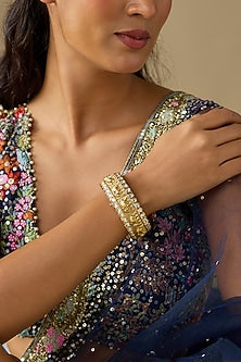 Gold Finish Kundan Polki Openable Bangle