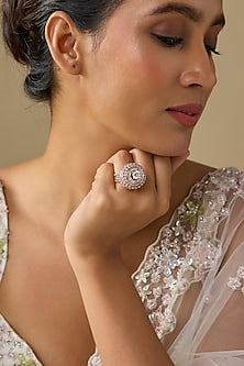 Rose Gold Finish Zircon Adjustable Ring